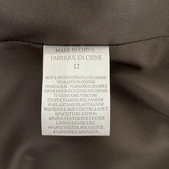 NWT Theory Chanesa Velvet & Silk Dark Brown Strapless Dress, Size 12 - Picture 15 of 17